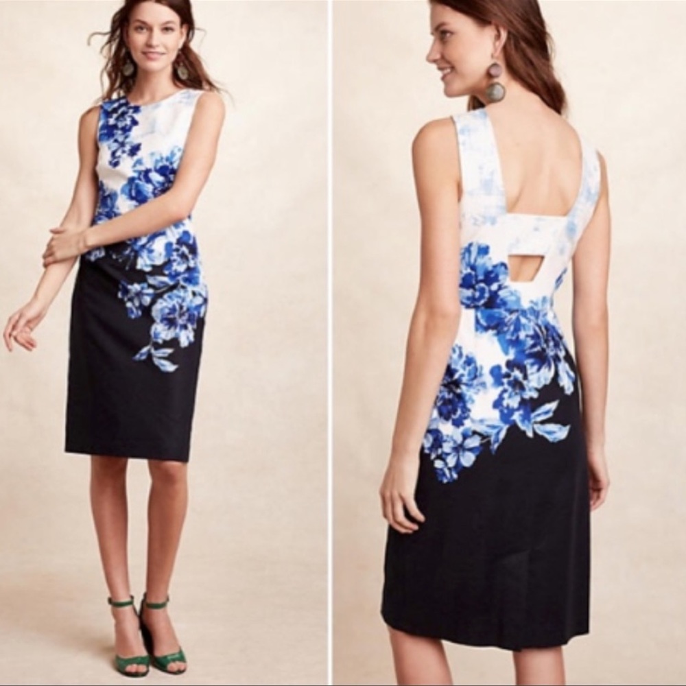 Anthropologie blue floral pencil dress, Mauve from anthropologie